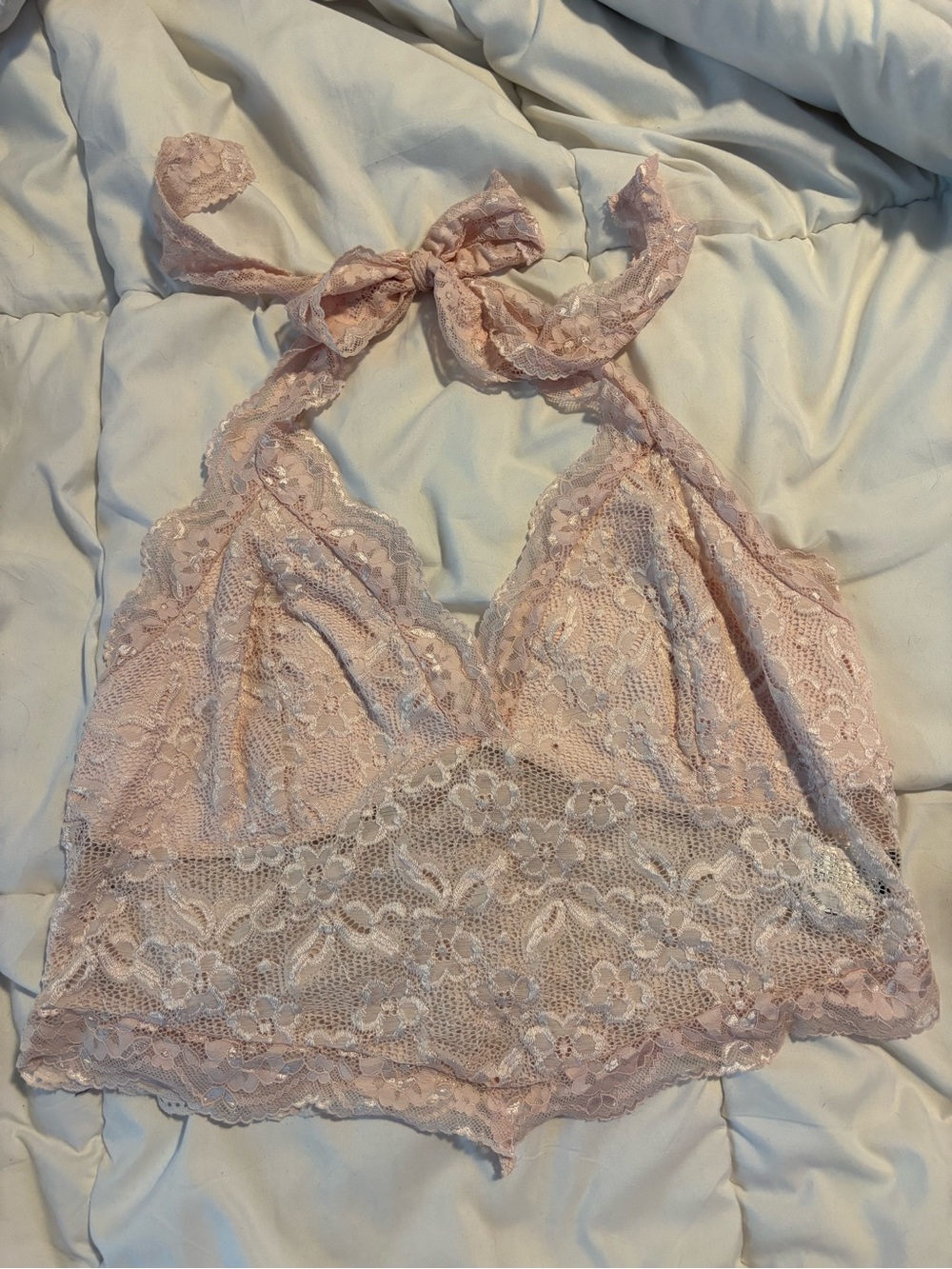 Lace Halter Bralette - Pink